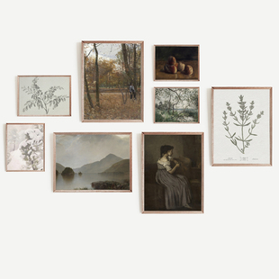 欧式 饰画画芯艺术墙壁组合挂画内芯餐厅客厅墙布置家庭画廊 复古装