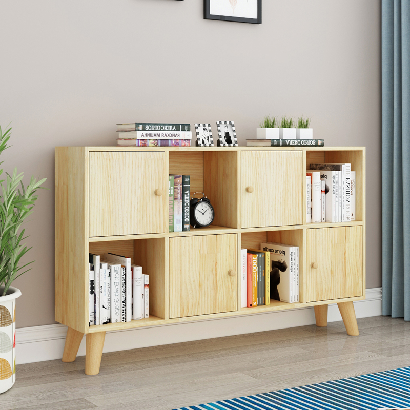 书架书柜清味松木实木落地储物柜