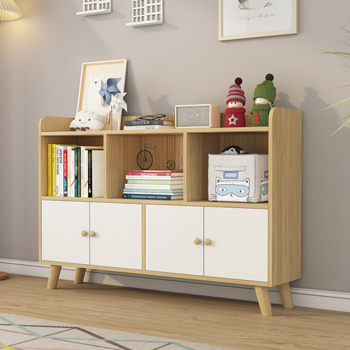 实木落地书架简约储物矮柜可定制