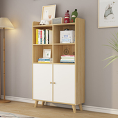 实木书架家用简约现代置物柜定制儿童简易书柜组合格子柜落地矮柜