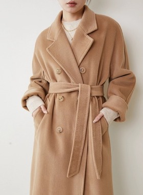 断码清仓 限购5件！100绵羊毛大衣女廓形双面呢子外套M家101801