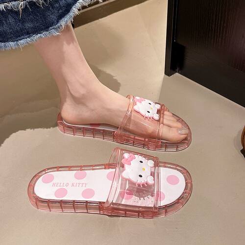 小公主水晶果冻拖鞋女可爱小女孩家居室内防滑防臭软底外穿凉拖鞋