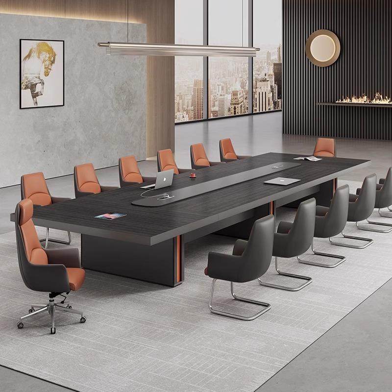 会议室中大型办公会议桌长桌简约现代加厚会议桌椅组合轻奢高级感
