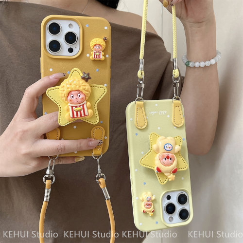 立体星星人适用苹果16promax手机壳新款15pro防摔14/13支架保护套iPhone15plus女款12挂绳华为mate70pro软壳