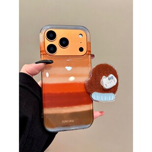 ins彩色条纹手套支架适用iPhone17promax手机壳新款 15pro硅胶苹果14promax女款 个性 创意16pro防摔软壳 简约16