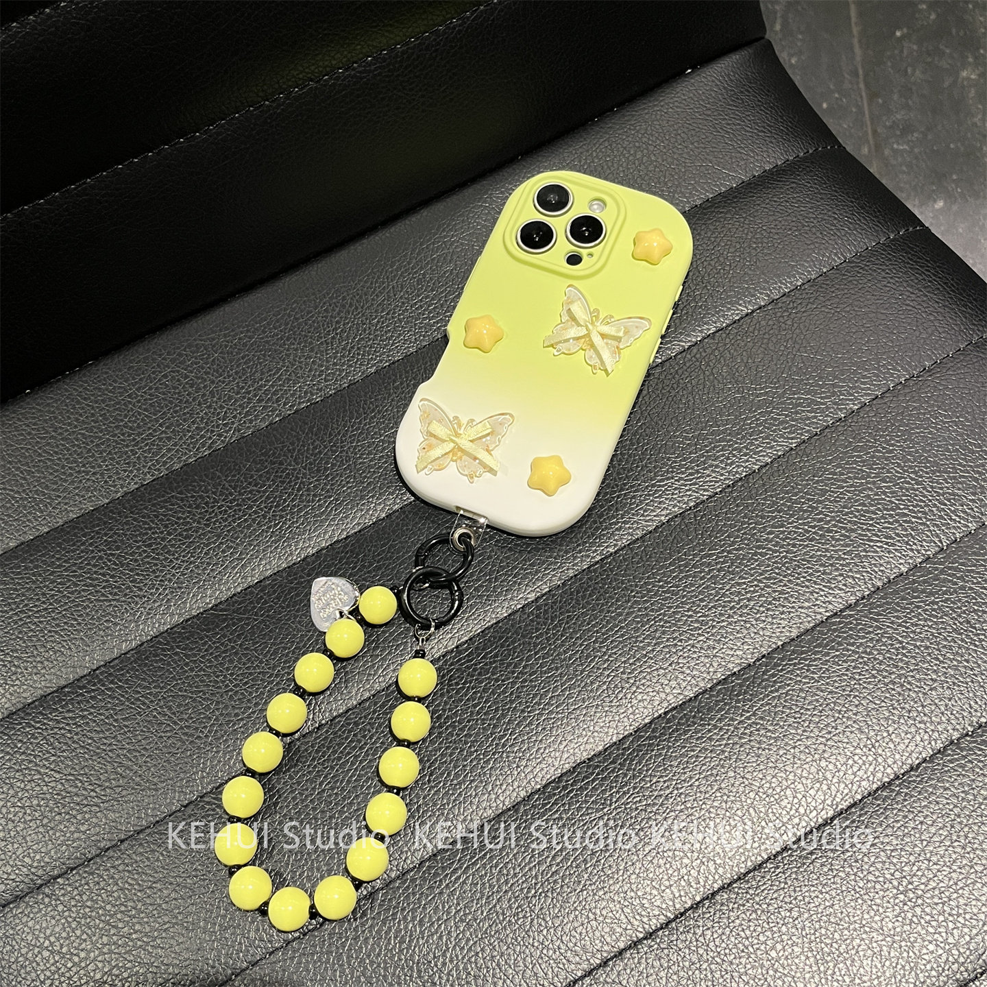 晕染绿色蝴蝶结适用iPhone17PROMAX手机壳新款15创意14/13保护套华为mate70女款pura70全包小米15软壳RENO14