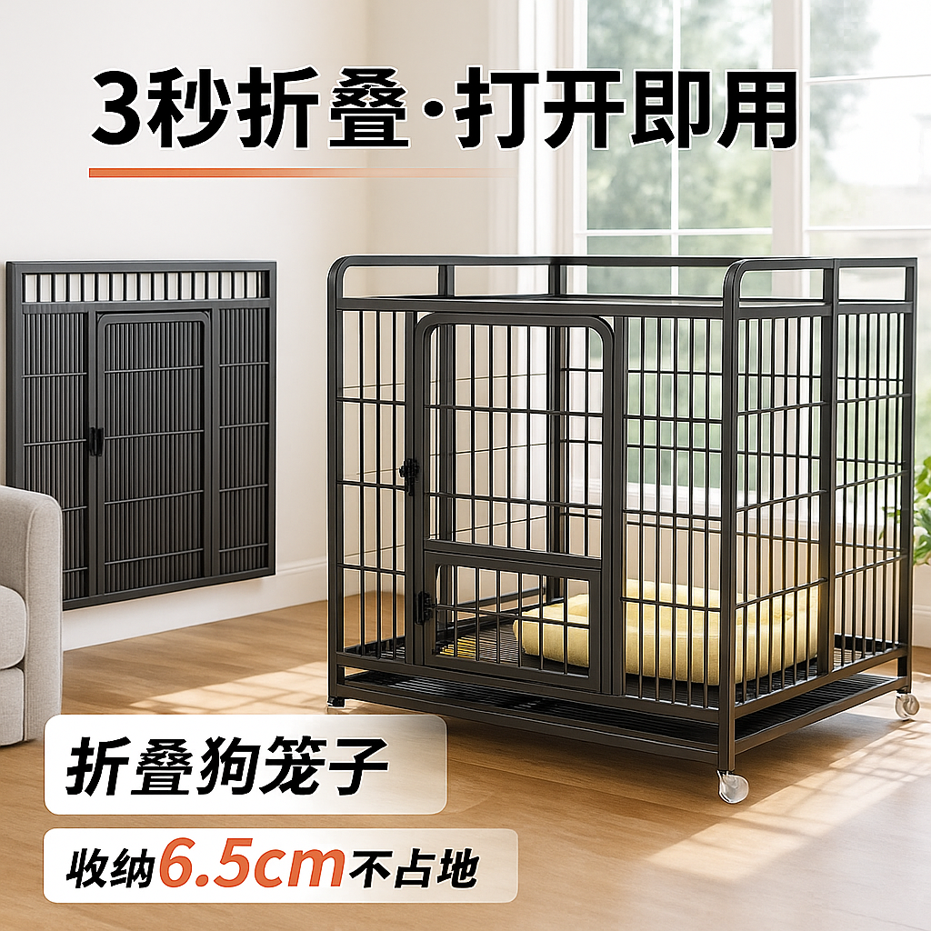 折叠免安装！狗笼子中大型犬专用