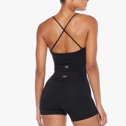 *csb 健身文胸运动背心美背带胸垫瑜伽套装普拉提服 Y标