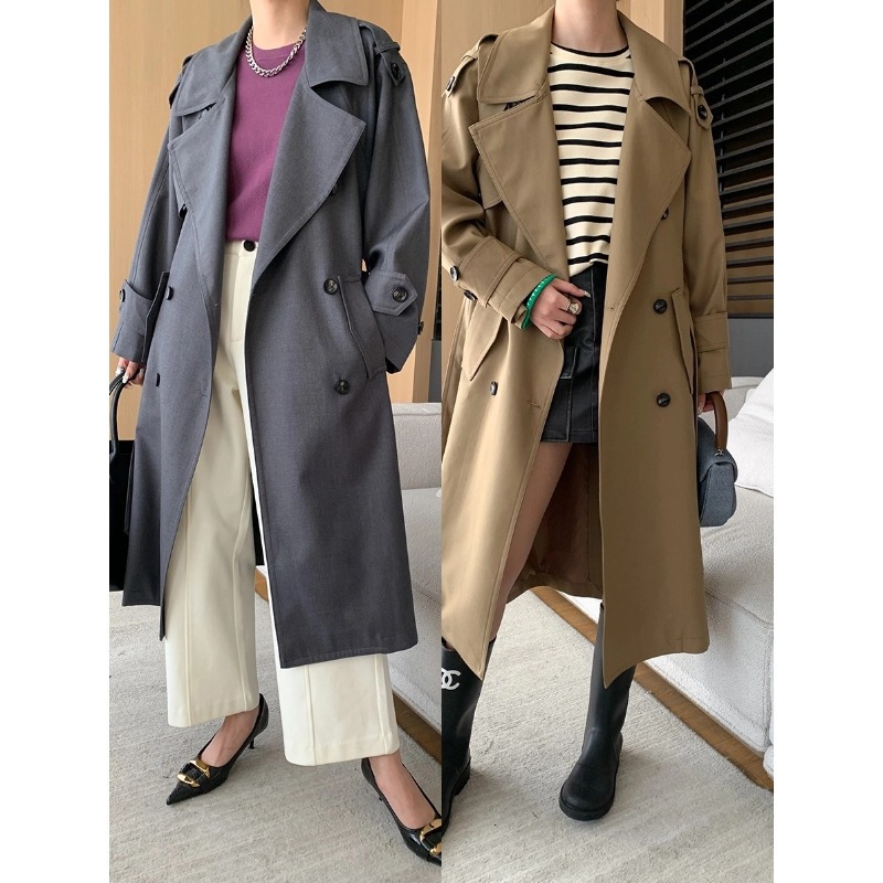 司南 都市英伦 免烫垂感双排扣腰带风衣外套2025秋冬新款 SN6117