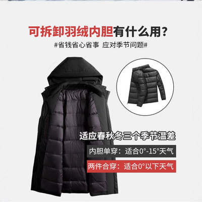 三合一羽绒服女中长款可拆卸内胆男女同款冬季商务防水工装外套