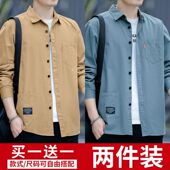 衬衫 工装 男士 外套春秋款 潮流上衣 高档免烫宽松版 休闲衬衣男装 长袖