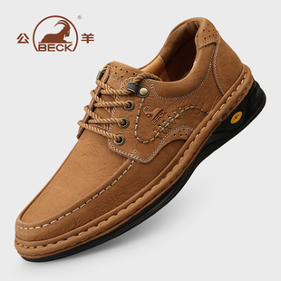 公羊男鞋工装鞋2025新款春秋季户外真皮男士休闲皮鞋牛皮马丁短靴