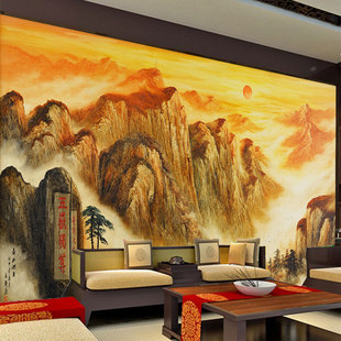 泰山旭风景图墙纸磐石云海仙境佛堂背景墙装饰画雄伟壮观日出壁纸