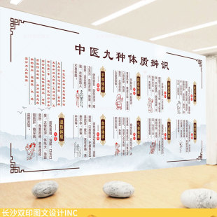 中医九种不同体质差异辩识图文壁画养生保健调理知识文化背景墙纸