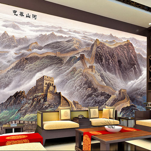气吞山河万里长城墙纸办公室壁画