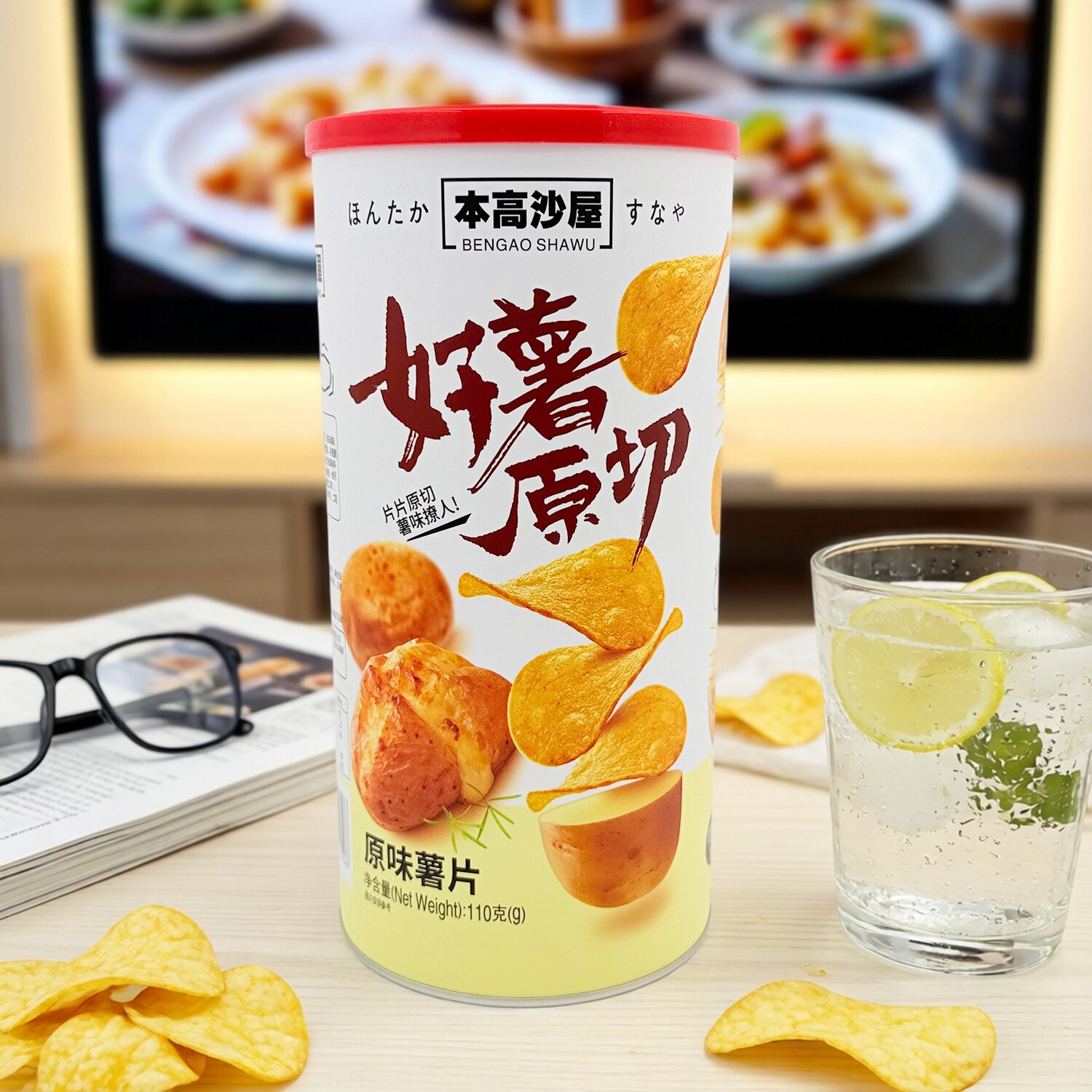 本高沙屋原切原味薯片110g罐装图片