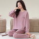加厚圆领长袖 套装 特大码 德绒睡衣女秋冬季 2025新款 冬天薄绒居家服