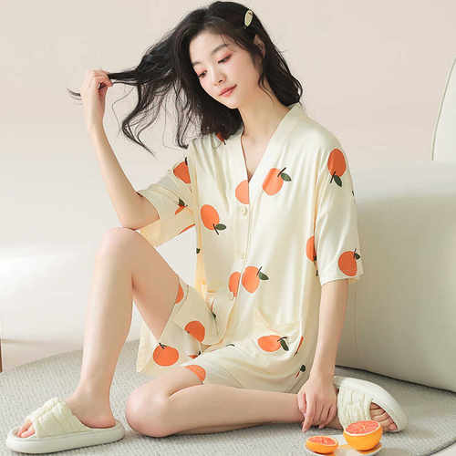 薄款睡衣短袖大码夏季莫代尔和服