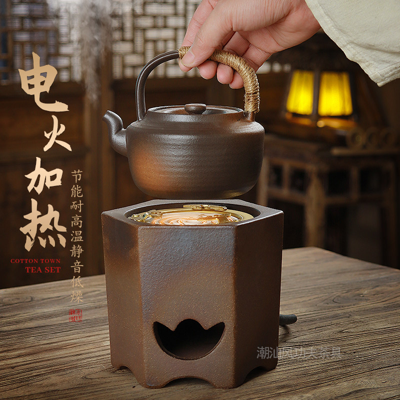 潮州老式柴烧炭炉陶壶围炉煮茶器潮汕红泥炭火煮茶炉电炭两用套装