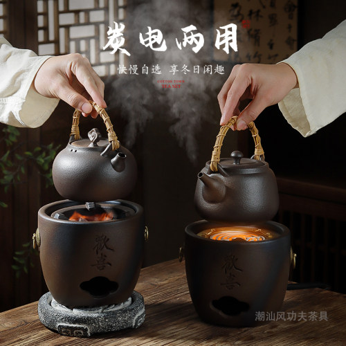 复古手工柴烧碳火炉木炭明火陶壶