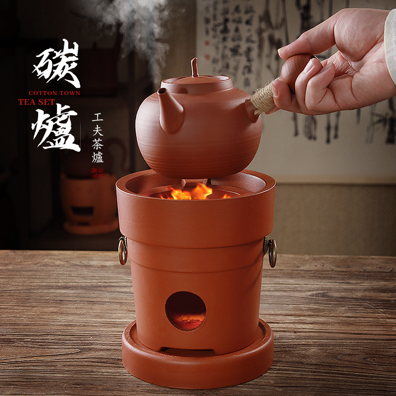 潮州砂铫壶中式围炉红泥碳电两用