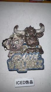 ICED饰品定制彩牛狗彩色镶嵌满钻锆石嘻哈饰品吊坠