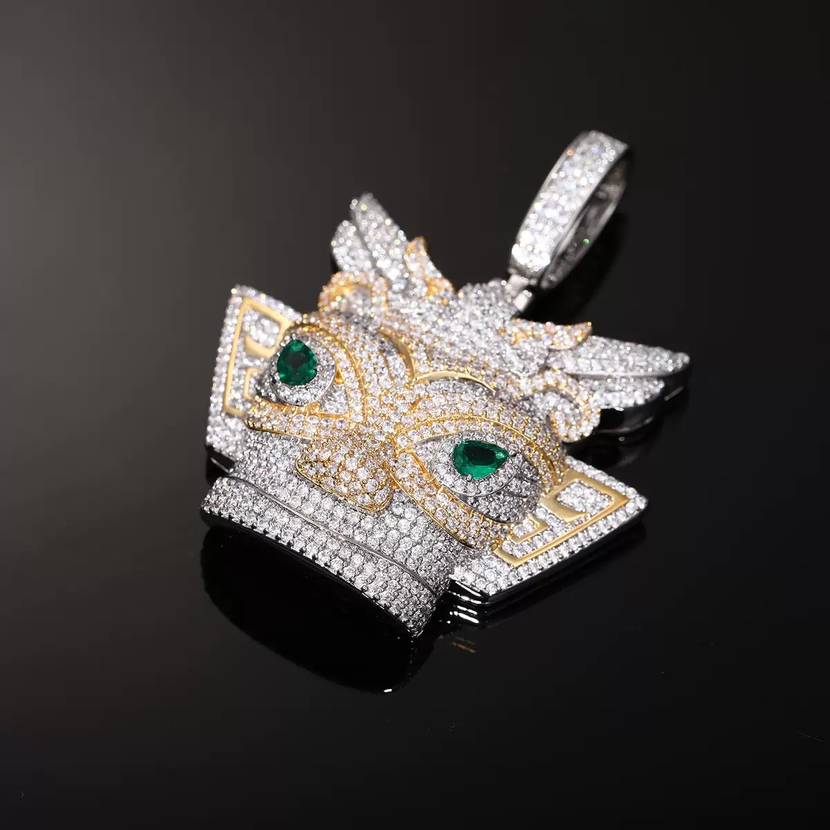 欧美时尚嘻哈吊坠微镶锆石满钻霸气三星推面具吊坠