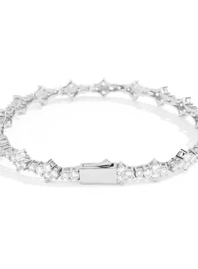 BLITZ BOY荆棘倒刺3MM锆石满钻网球项链 嘻哈男士街头个性首饰品