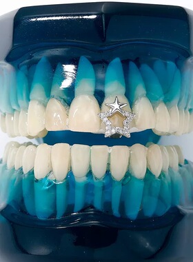 ICED饰品嘻哈teeth grillz说唱牙饰欧美镶钻石假牙五角星镶钻牙套