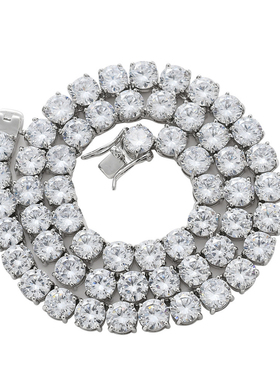 8MM锆石满钻网球项链 嘻哈个性小众大钻冰糖链男士潮流