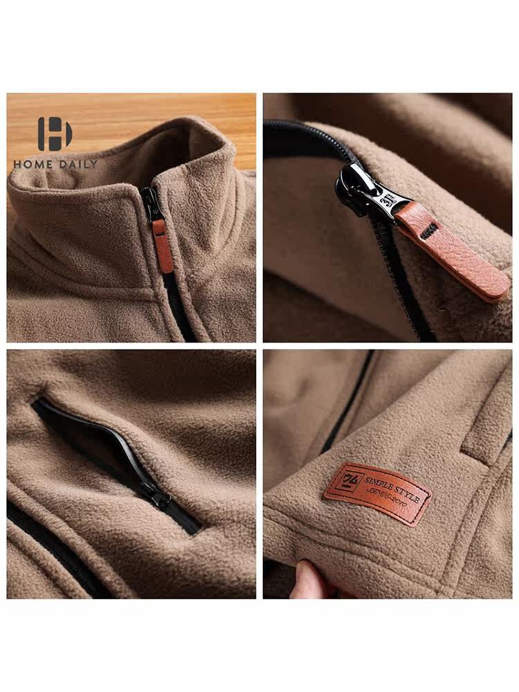 홈 데일리 폴라 플리스 자켓 남성용 트렌디 루즈 캐주얼 카디건 스탠드 칼라 패션 스포츠 자켓 남성용