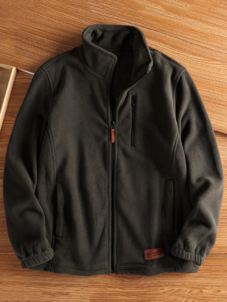 홈 데일리 폴라 플리스 자켓 남성용 트렌디 루즈 캐주얼 카디건 스탠드 칼라 패션 스포츠 자켓 남성용