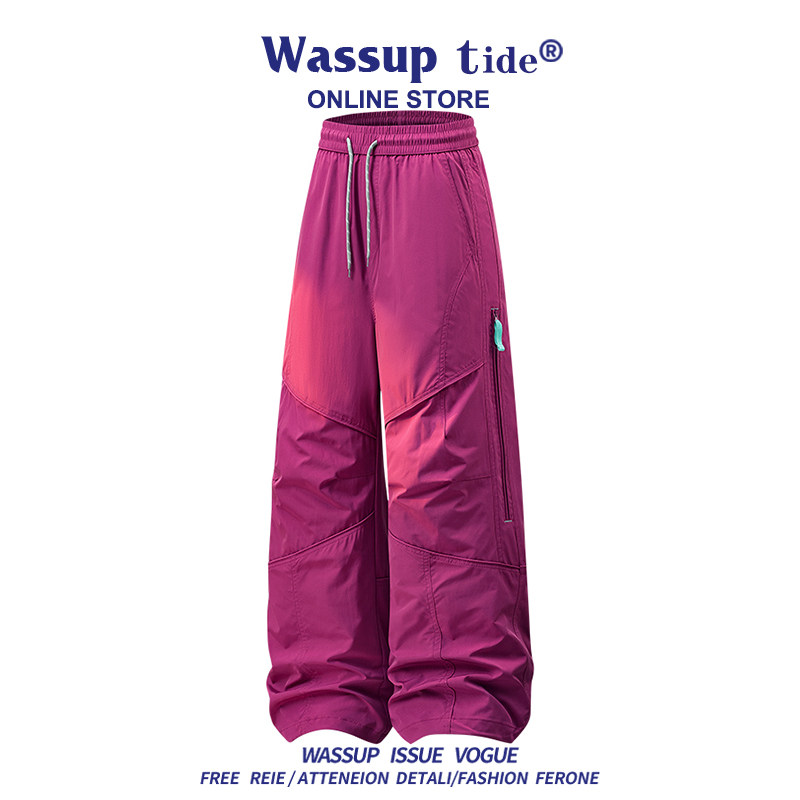 WASSUP TIDE新款休闲户外美式高街机能三防冲锋裤防水百搭长裤男