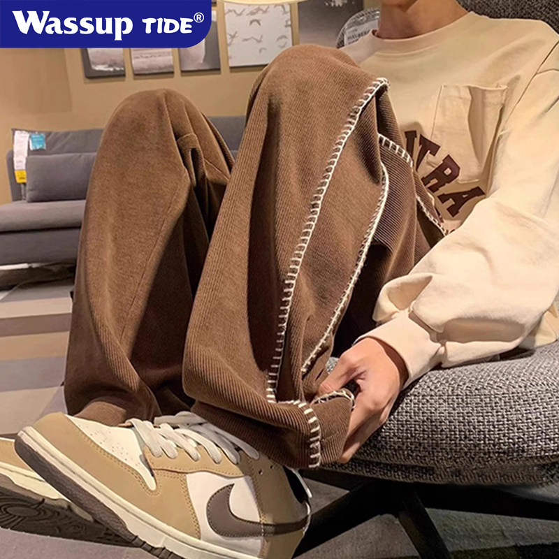 WASSUP TIDE男士休闲裤美式垂感阔腿裤宽松直筒休闲裤百搭潮长裤,男装,休闲裤,淘宝优惠券,粉丝福利购,淘宝优惠卷