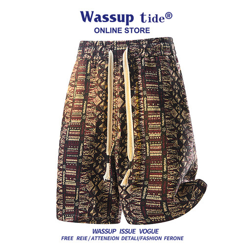 WASSUP TIDE夏季新款休闲裤时尚百搭情侣裤男女同款沙滩裤潮流帅