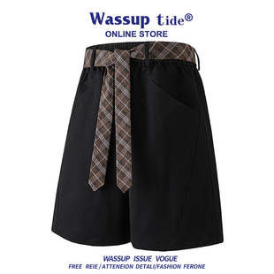WASSUP TIDE夏季设计感老钱风短裤男女时尚百搭西装裤子帅气装饰