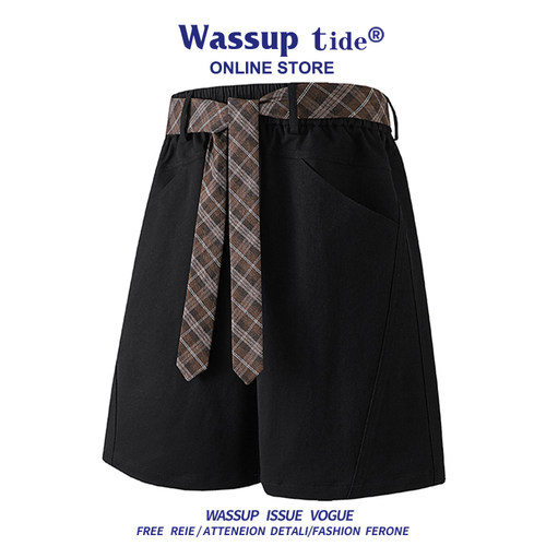 WASSUP TIDE夏季设计感老钱风短裤男女时尚百搭西装裤子帅气装饰