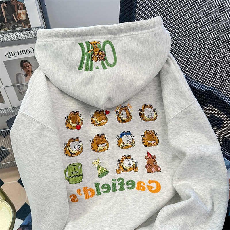 连帽hi男女港风加菲猫潮牌复古