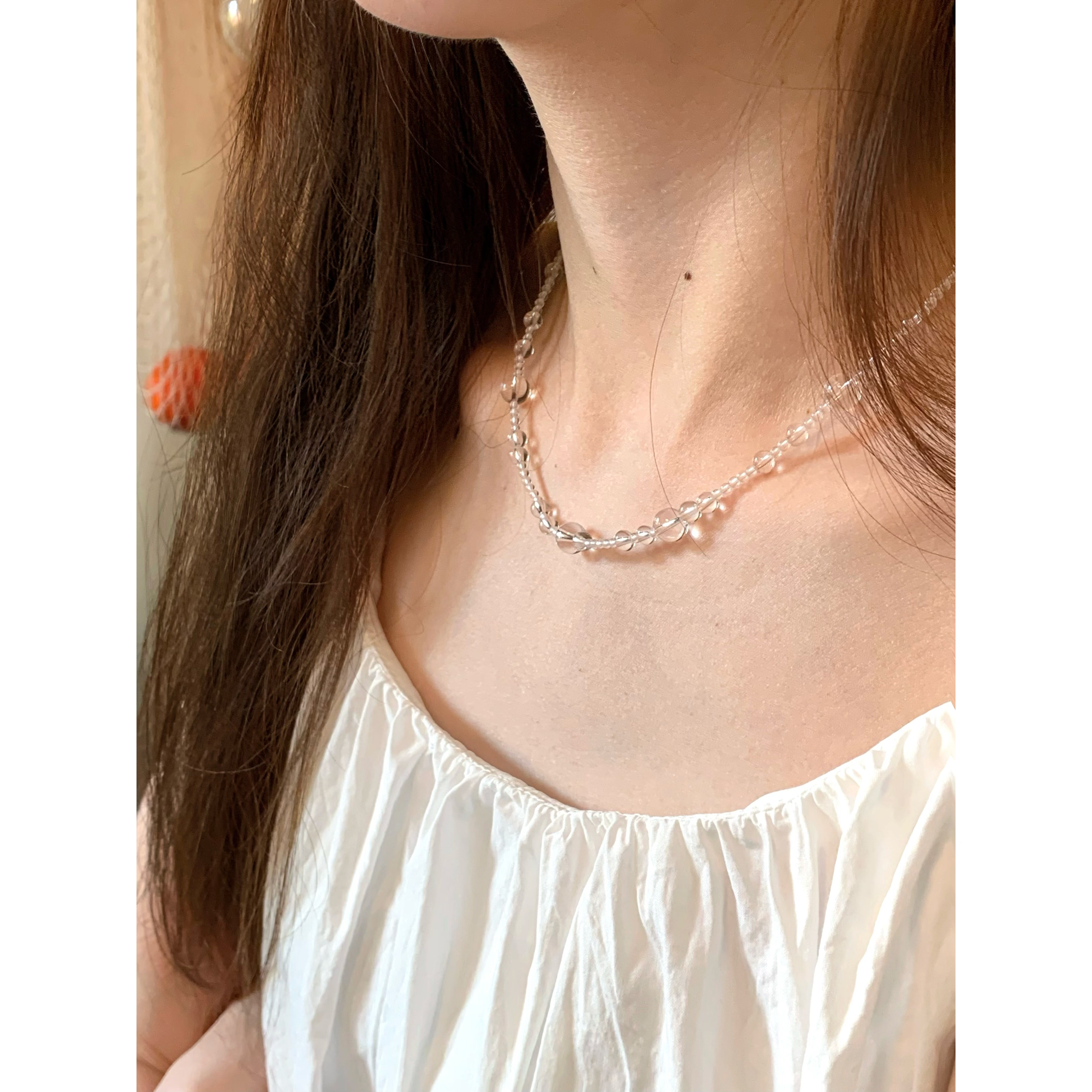 Loomora天然白水晶项链小众设计感锁骨链精致简约首饰