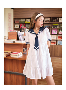 爱衣服连衣裙季百搭新款日系海军领减龄收腰显瘦jk制服a裙连衣裙