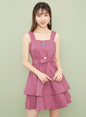 爱衣服季百搭新款韩版收腰吊带a字裙裙女0308C-N11613-可限抢