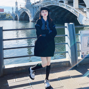 现货 牛仔撞色卫衣连衣裙 6151 P125 控178图片