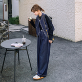 松弛感穿搭一整套女2025春季新款复古休闲打底衫马甲阔腿裤三件套，女装套装/套裙，浙宝089