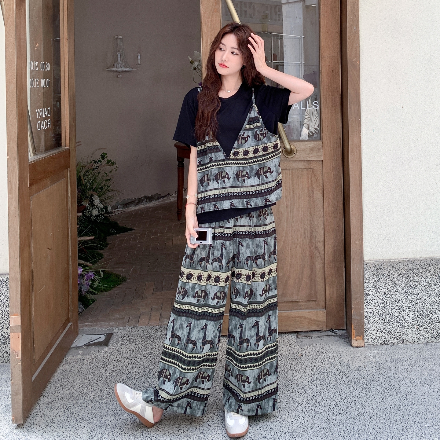 【新款现货】假两件上衣+阔腿裤6701P155K228，女装套装/套裙，浙宝089