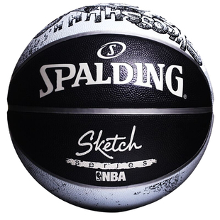 斯伯丁SPALDING 橡胶篮球NBA素描系列室外7号蓝球83-534Y/84-447