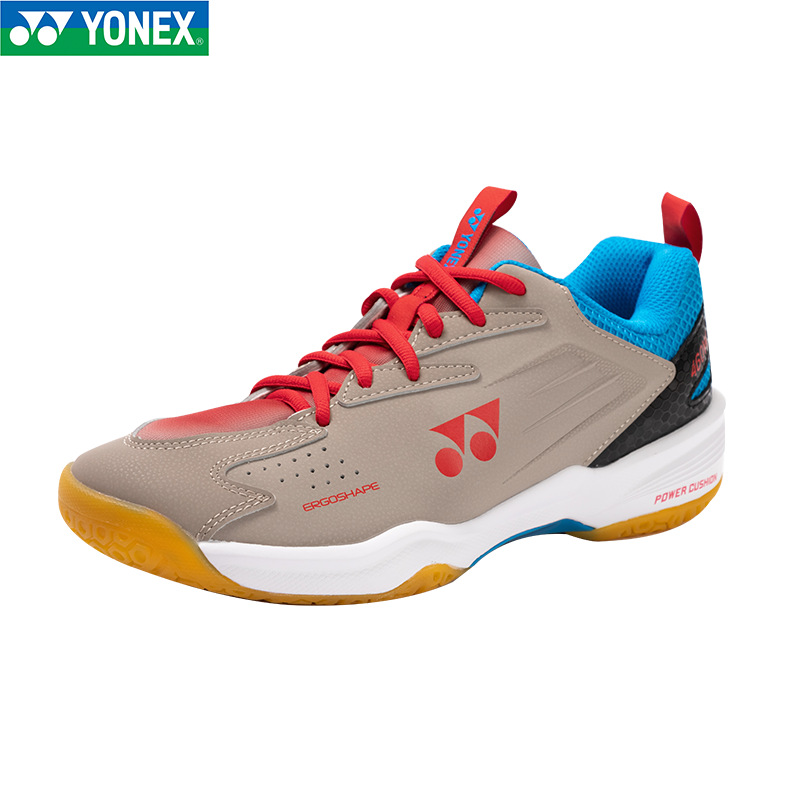 尤尼克斯yy羽毛球鞋女款宽楦版SHB460WCR 灰米宽版设计羽鞋运动鞋