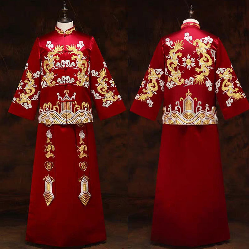 2024 NEW XIUHE COSTUME MALE GROOM DRAGON AND PHOENIX GOWN MENS GROOM COSTUME CHINESE WEDDING DRESS PLUS SIZE MENS TANG DRESS