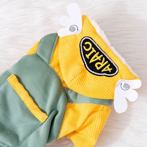 狗狗衣服秋冬四脚连帽背带衣服加绒保暖比熊博美小型犬宠物服饰