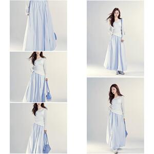 一颗小野莓蓝色花苞半身裙女2026年夏季新款修身高腰显瘦气质长裙