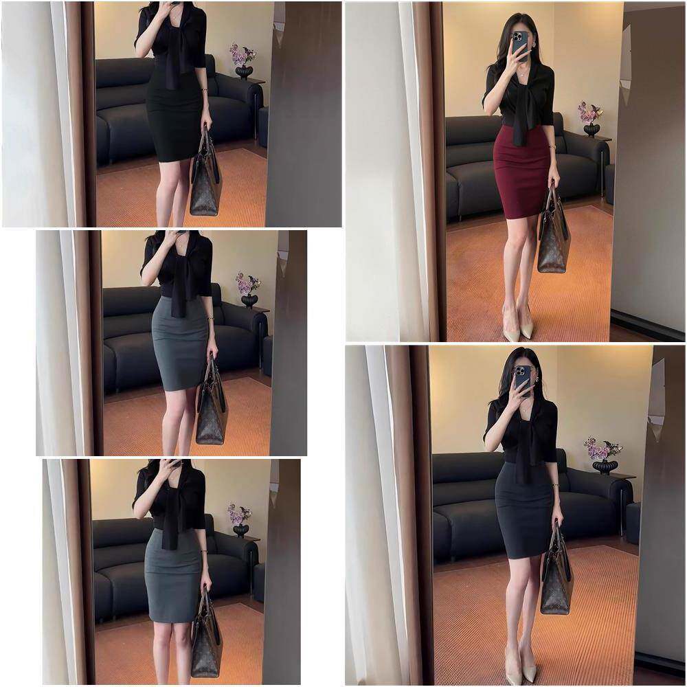 灰色包臀裙女2026新款修身职业通勤高腰半身裙百搭后开叉一步短裙